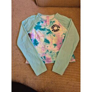 Justice Girls Tie-Dye Long Sleeve Swim Shirt M (10) Polyester